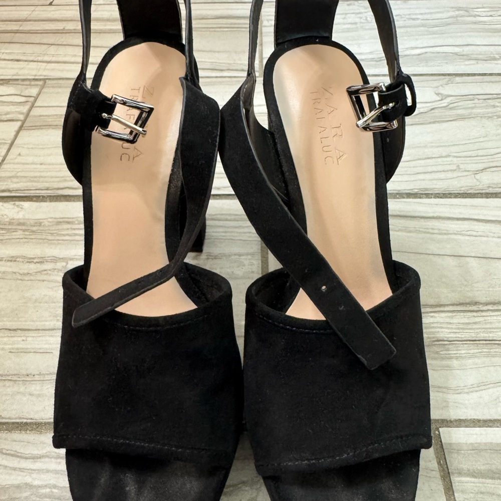 Zara Black Suede Heels